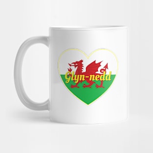 Glyn-nedd Cymru UK Baner Cymru Calon Mug